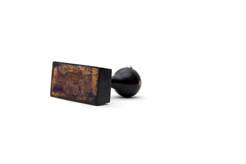 Preview: Rubber stamp with wood handle and base isolated on white background
