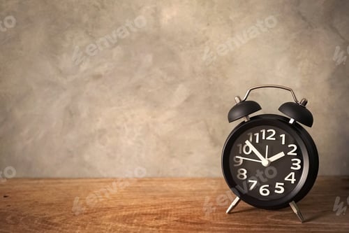 Preview: Alarm Clock On Wood Table In Vintage Color Style
