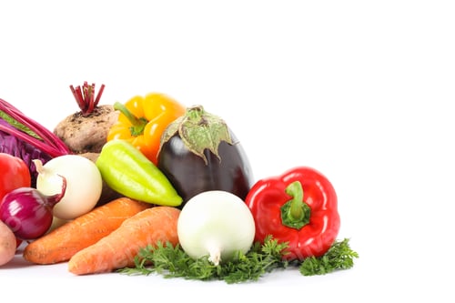 Preview: Composition with ripe vegetables isolated. Good harvest