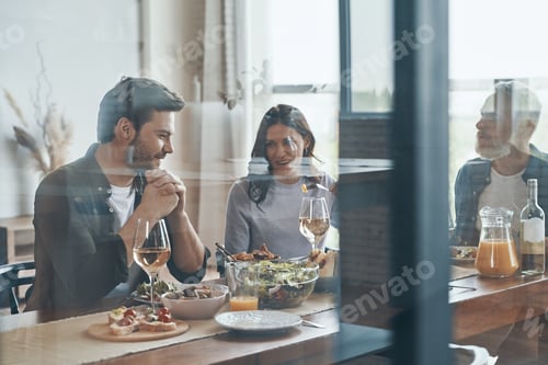 Preview: Friends Gathered for Pleasant Meal at Home