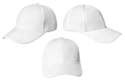 Preview: Set of Blank white baseball cap isolated on white background. Template Mock up