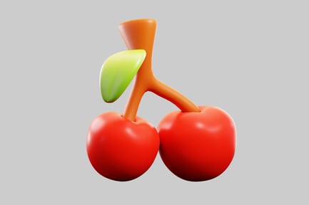 Preview: Two red cartoon cherries branch