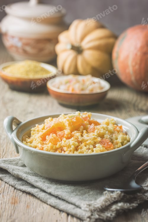 Pumpkin Millet Porridge in a Bowl