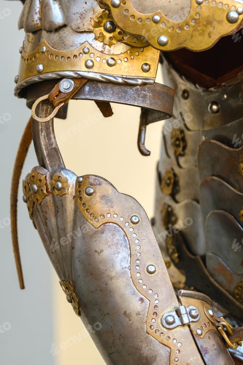 Preview: Parts of ancient knight's armor.A medieval concept.Metallic texture
