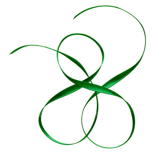 Preview: Shiny satin ribbon in green color isolated on white background