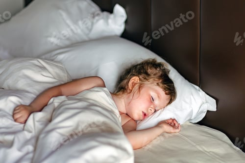 Preview: The girl is sleeping in the bedroom on white lingerie