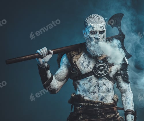 Preview: Northern undead with huge hatchet in frosty fog