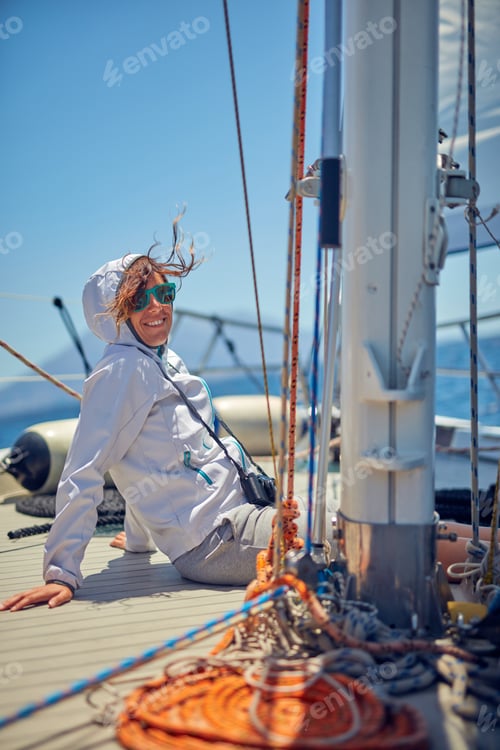 Preview: Summertime Cruising And Enjoying On A Sailing Boat At Open Sea.