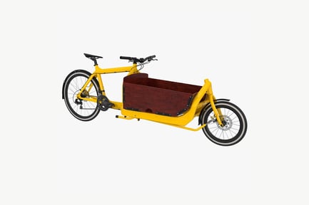 Preview: Yellow Cargo Bike with Wood Box