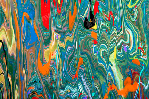 Preview: Closeup view of an original painting. Abstract dark grunge background. Multicolored texture with