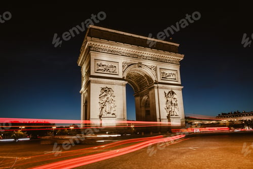 Preview: Night view of Arc de Triomphe - Triumphal Arc in Paris, France