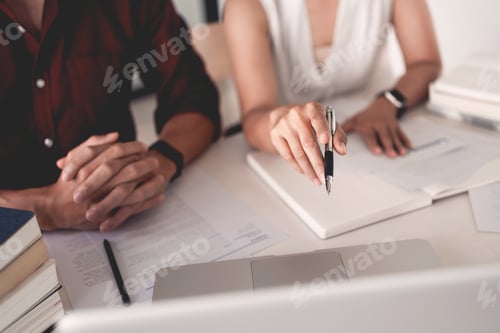 Preview: Young students campus helps friend catching up and learning tutoring. People, learning, education an