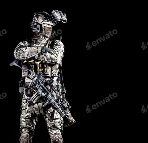 Preview: Anti terrorist squad fighter on black background