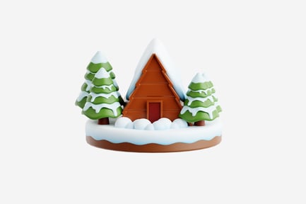 Preview: Snowy Cabin 3D Icon for Winter and Christmas
