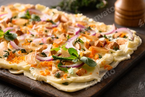 Preview: Butterboard with onion, garlic, orange, herbs and crispy baguette.
