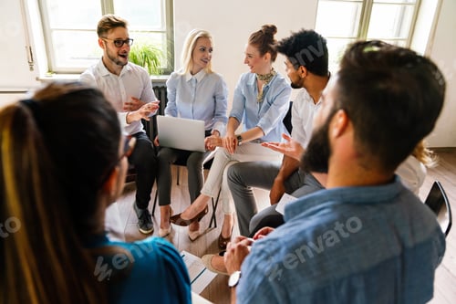 Preview: Startup business people working as team to find solution to problem. Technology finance concept