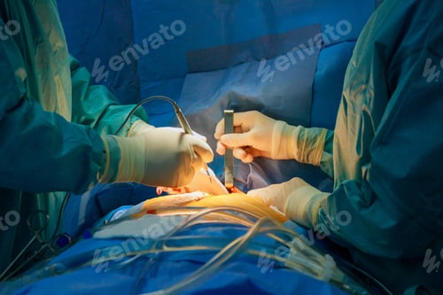 Preview: Surgeons prepare patient for surgery on operating table before procedure is performed in a hospital