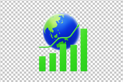 Предпросмотр: 3D-значок роста доходов от глобального бизнеса