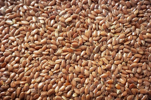 Preview: Close up photo of flax seeds, selective focus.