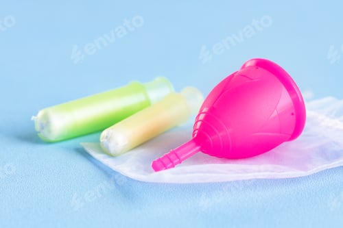 Preview: Menstrual cup and medical tampon close up
