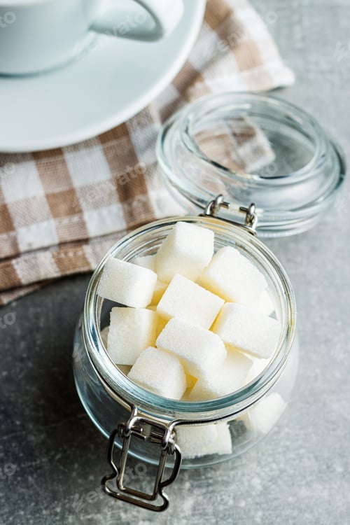 Preview: Sweet white sugar cubes.