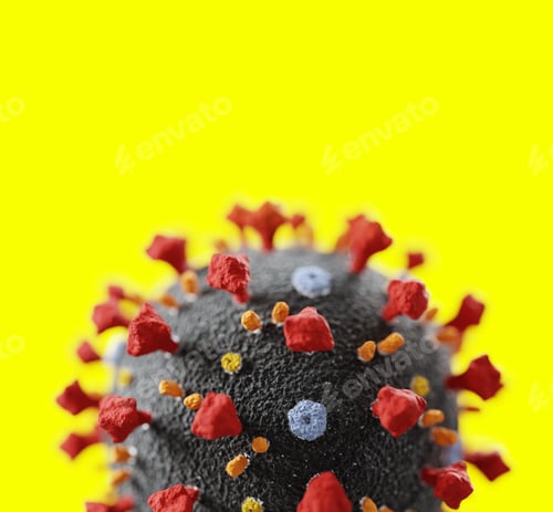 Preview: Detailed Microscopic View of Viral Structure on Yellow