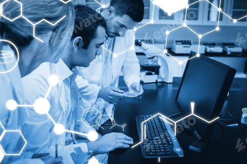 Preview: Science Graphic Against Science Students Working Together In The Lab