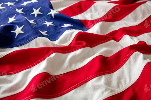 Preview: American flag wave background, USA National Holiday, Memorial and Independence day, July 4th