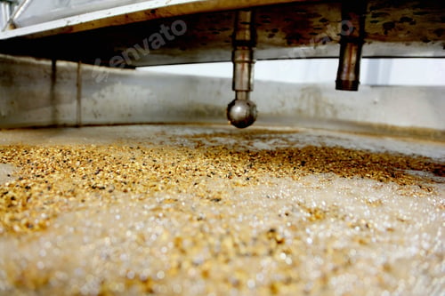 Preview: Barley grains in brew tank in small scale brewery