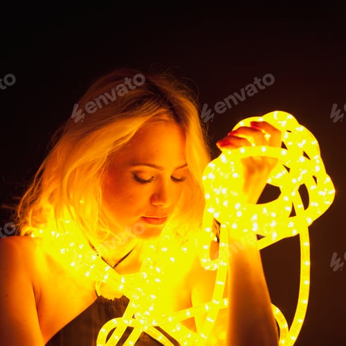 Preview: Beautiful woman with neon lights