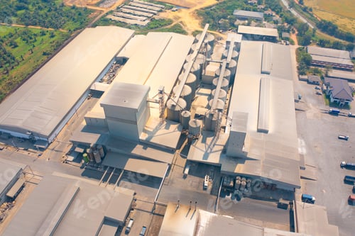 Preview: Aerial top view of industrial factory or plant. architecture building.