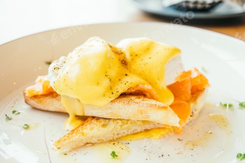 Preview: Eggs benedict with smoked salmon for breakfast