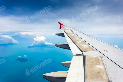 Preview: View from airplane window to see sky on evening time