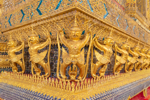 Preview: Golden pagoda at Temple of the Emerald Buddha in Bangkok, Thailand. Wat Phra Kaew and Grand palace