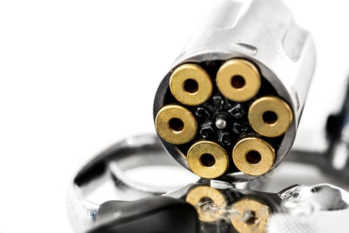 Preview: Macro shot of gun isolated on white background