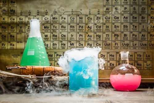 Preview: Academic chemical lab with periodic table of elements