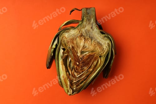 Preview: Concept of tasty food with grilled artichoke, close up