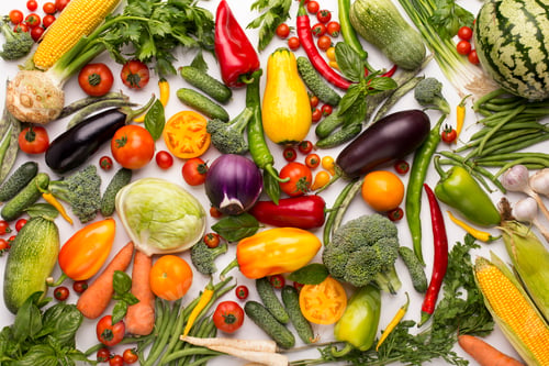 Preview: Assortment of fresh and eco vegetables on white background