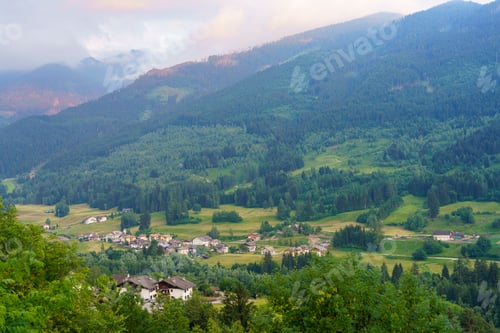 Preview: Mountain landscape at Tesero, in Fiemme valley