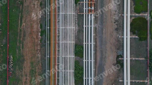 Preview: Power plant pipeline drone view. Gas oil transportation system at energy factory