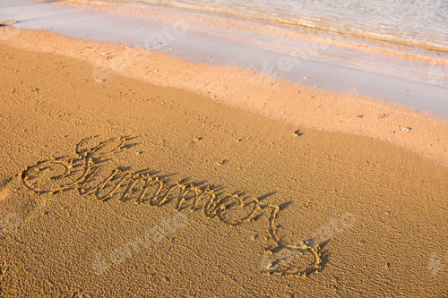 Preview: Summer word written in sand