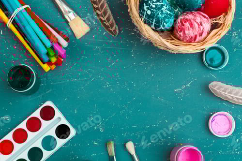 Preview: process of painting Easter eggs. Preparing for Easter