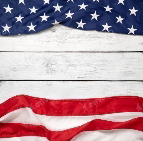Preview: American Flag on White Wooden Planks Background