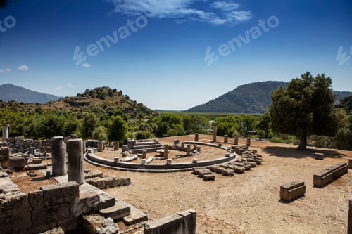 Preview: Turkey touristic area Dalyan Ortaca, Kaunos rock tombs in Dalyan, ancient city of Kaunos, Turkey.