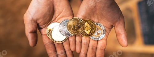 Preview: Cryptocurrency golden bitcoin image for crypto currency