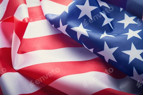 Preview: American flag on old wooden background with copy space. Close Up for Memorial Day or 4th of July or