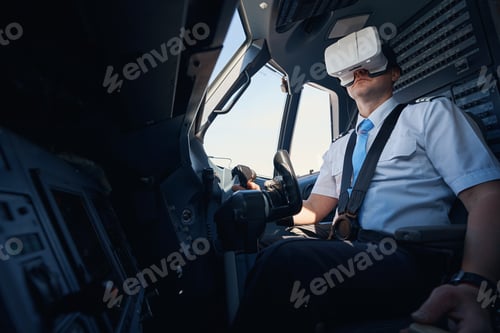 Preview: Man in augmented reality headset practising steering plane