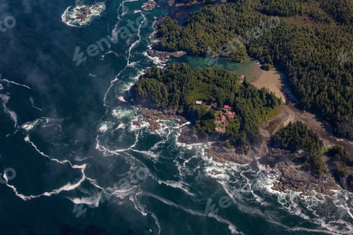 Preview: Aerial Landscape View of Pacific Ocean Coast on the Vancouver Island, BC, Canada