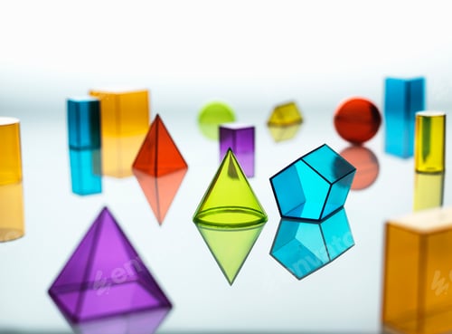 Preview: Large group of various multi colored geometric shapes
