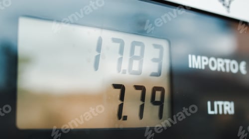 Preview: petrol pump counter. Concept of expensive fuel